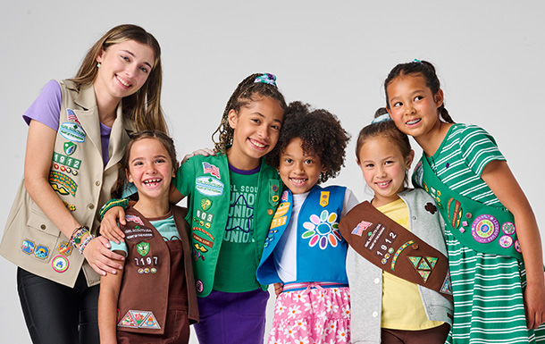 group of girl scouts standing together