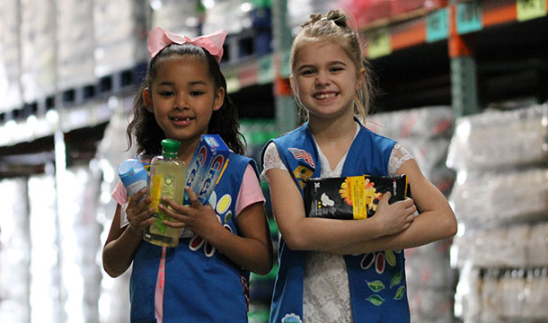 girl collecting april showers donations